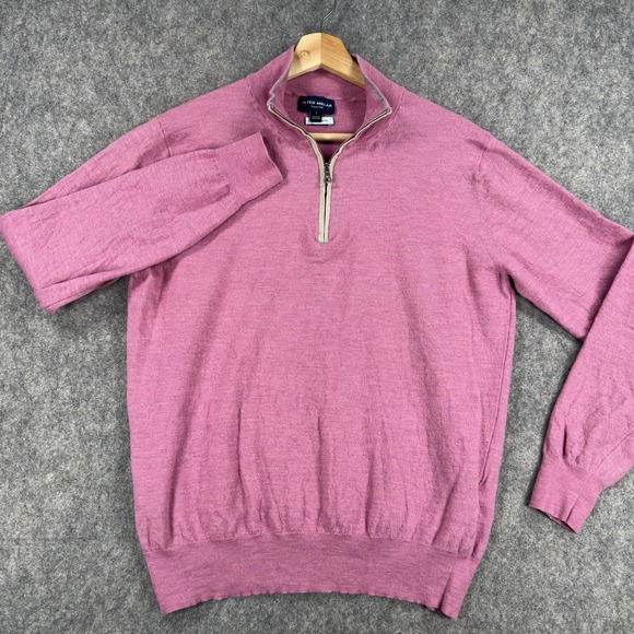 Peter Millar Excursionist Flex Sweater Mens Large (Fits Medium) Pink Merino - Picture 2 of 16